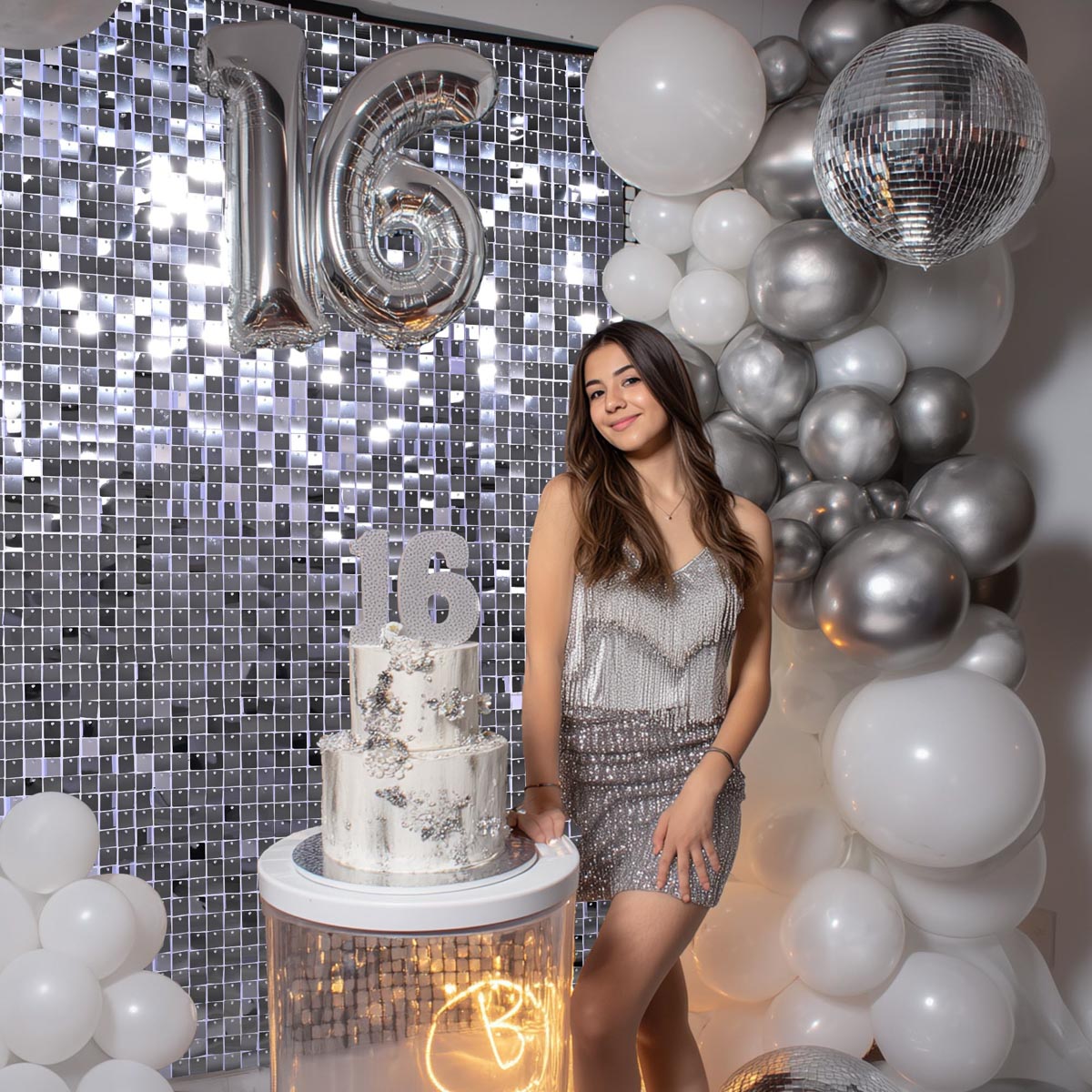 10x8ft Shimmer Wall Backdrop with Heavy Duty Adjustable Stand