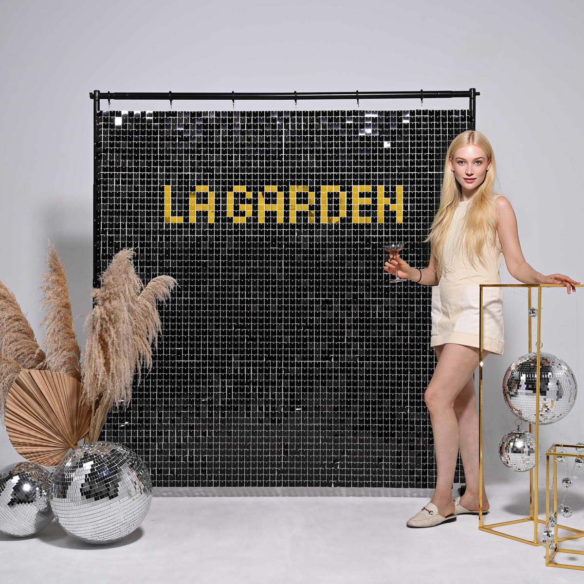10x8ft Shimmer Wall Backdrop with Heavy Duty Adjustable Stand
