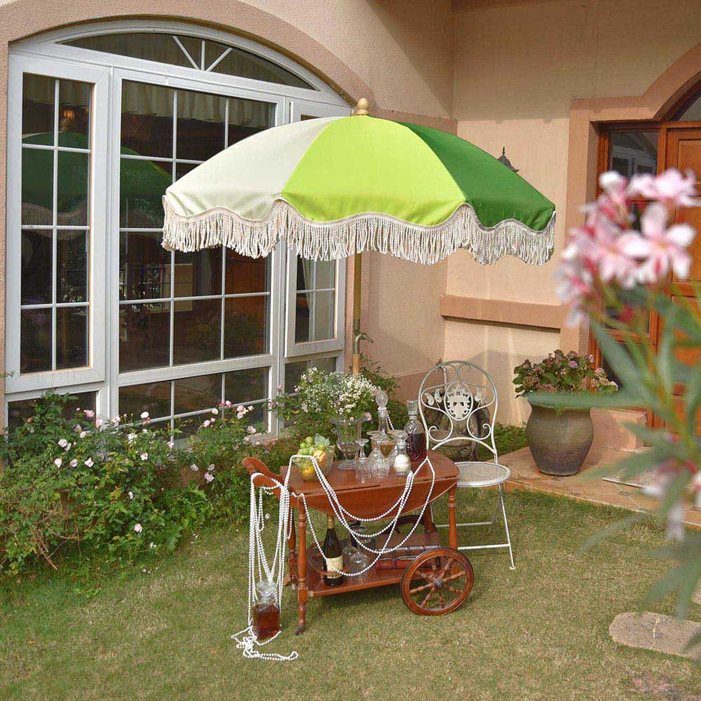 6 ft patio umbrellas Palm Springs Wooden Patio Umbrella with Fringe 6ft Tilt PS6-04
