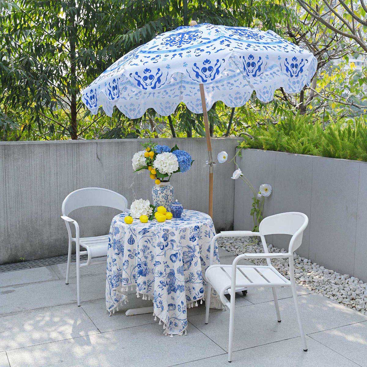 Our Beach Umbrella Patio Umbrella 6ft 8-rib Printed Porcelain