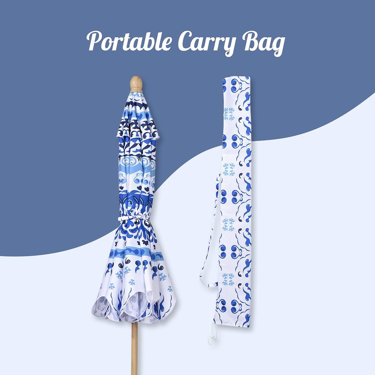 Our Beach Umbrella Patio Umbrella 6ft 8-rib Printed Porcelain