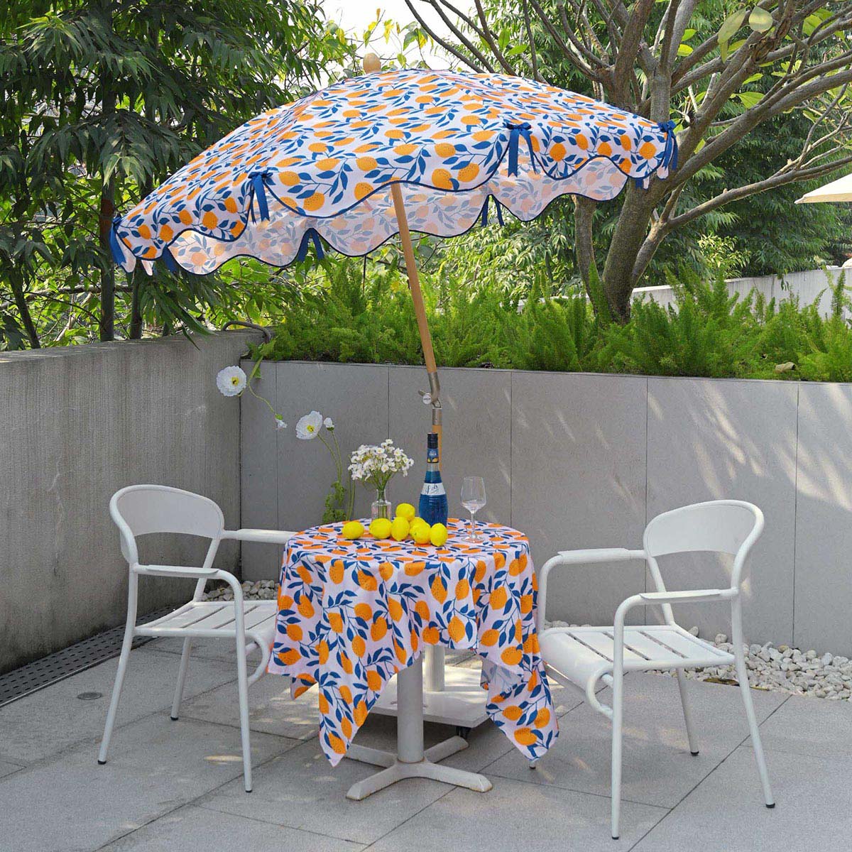 Our Beach Umbrella Patio Umbrella 6ft 8-rib Printed Lemon Tree