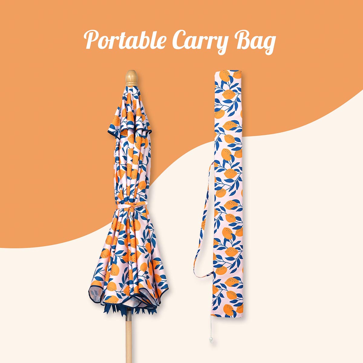 Our Beach Umbrella Patio Umbrella 6ft 8-rib Printed Lemon Tree