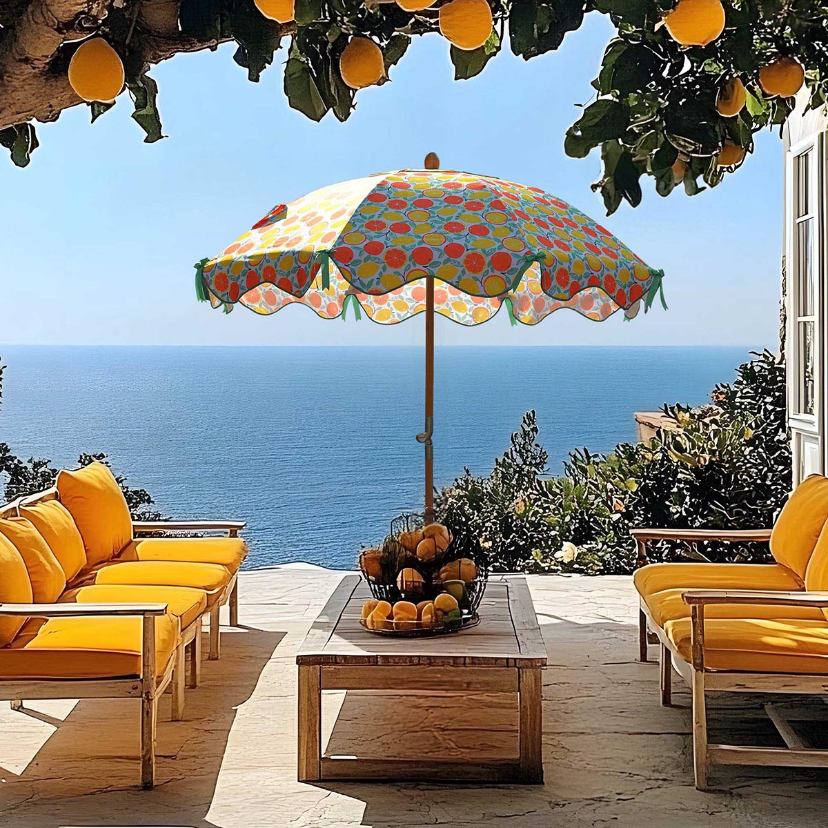 Our Beach Umbrella Patio Umbrella 6ft 8-rib Orange Grapefruit