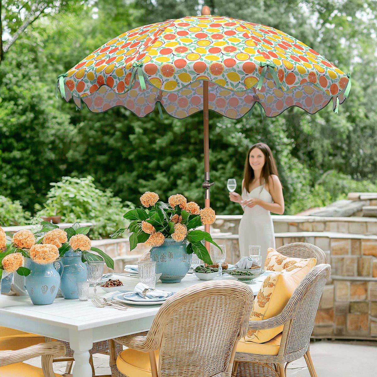Our Beach Umbrella Patio Umbrella 6ft 8-rib Orange Grapefruit