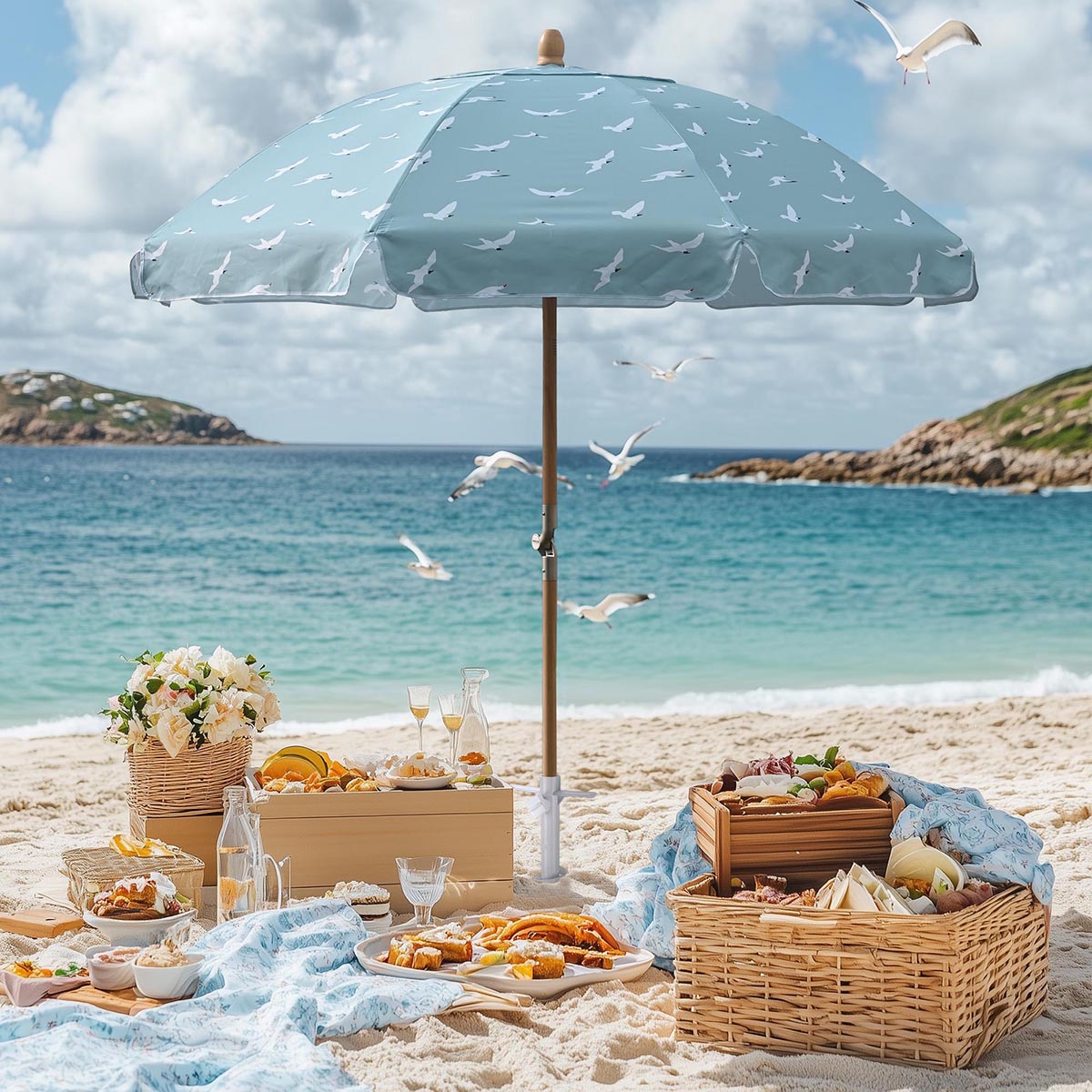 a bat in our patio umbrella Our Beach Umbrella Patio Umbrella 6ft 8-rib Printed Seagull