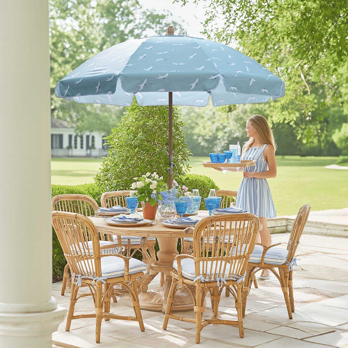 Our Beach Umbrella Patio Umbrella 6ft 8-rib Printed Seagull