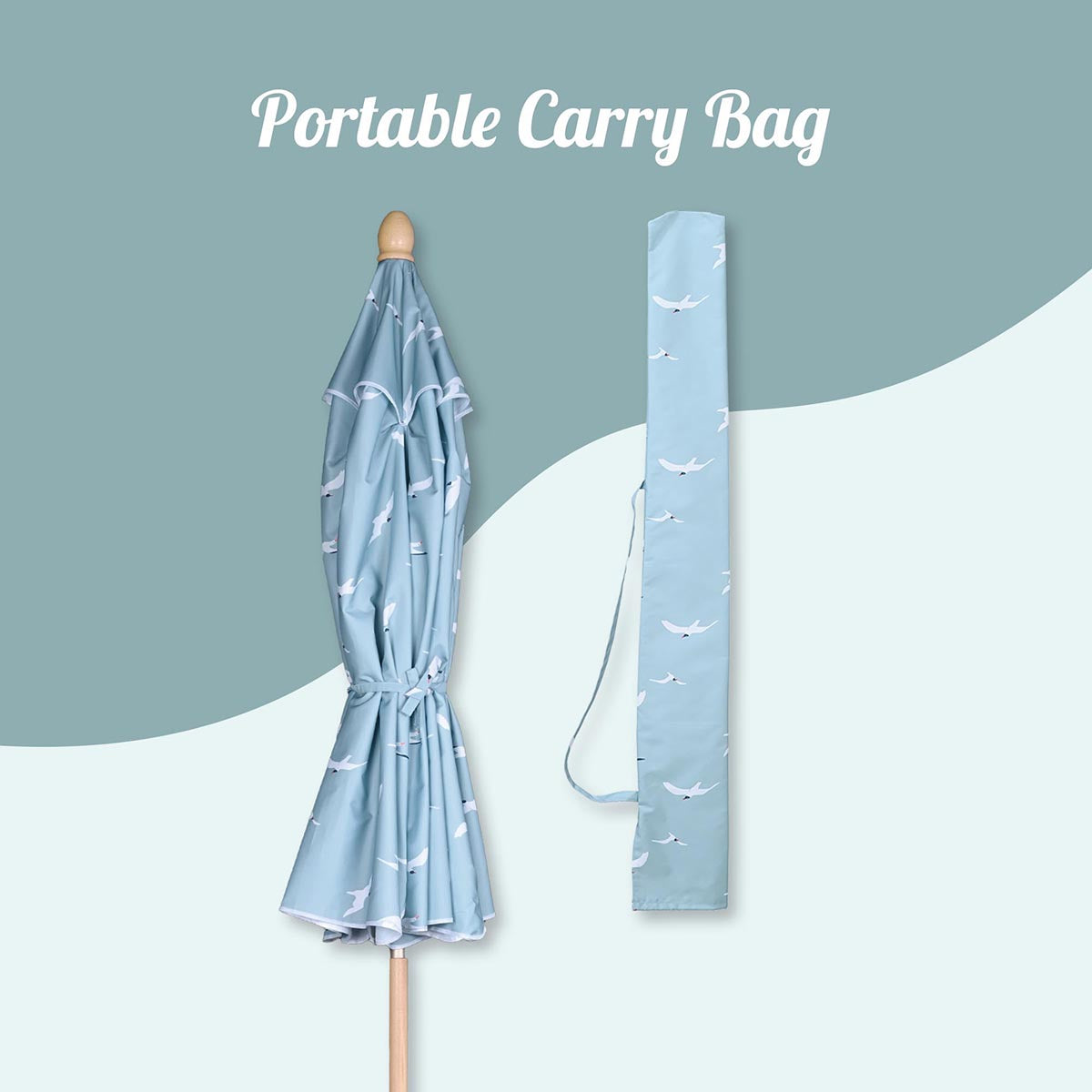 Our Beach Umbrella Patio Umbrella 6ft 8-rib Printed Seagull