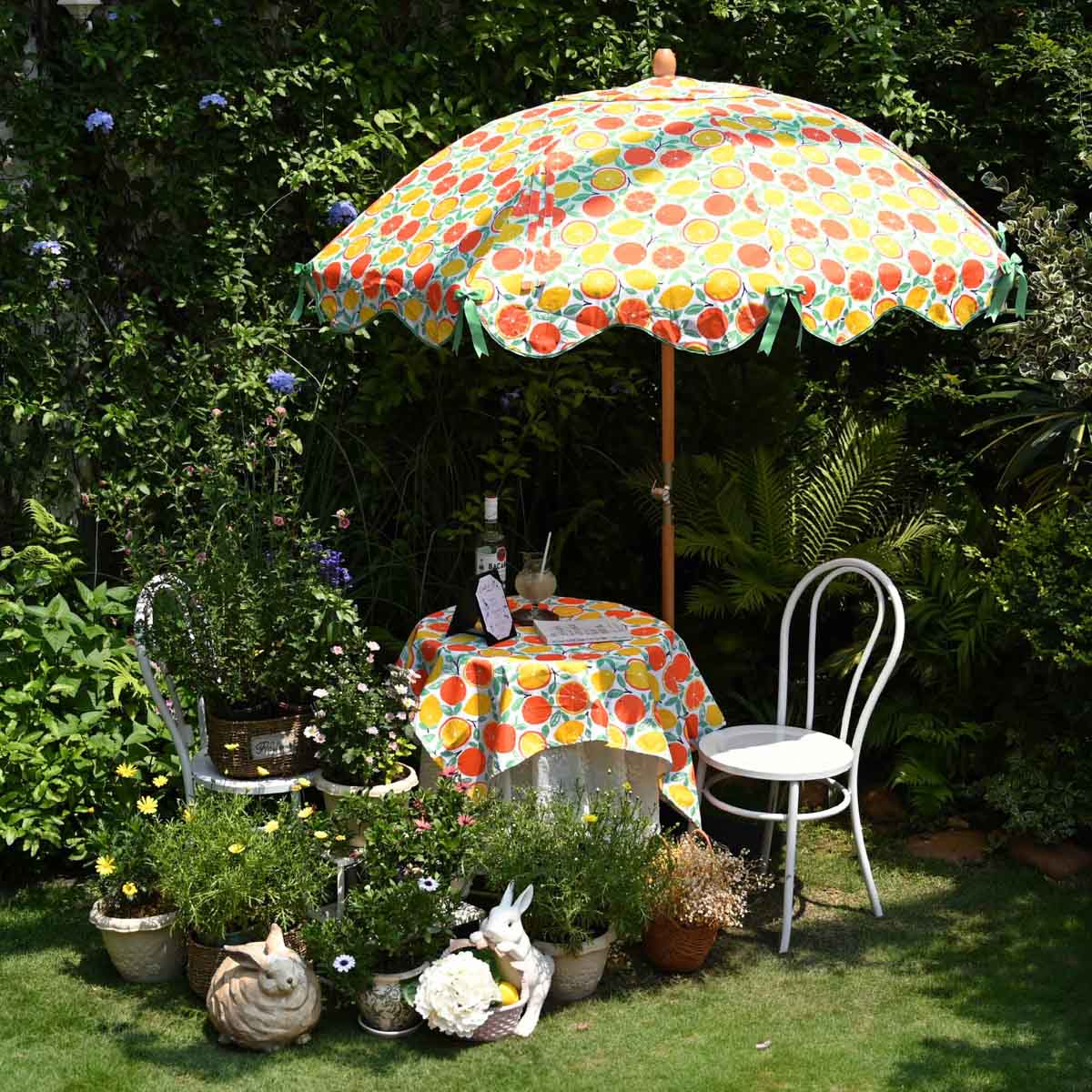 Our Beach Patio Outdoor Tablecloth Orange Grapefruit 43"x57"