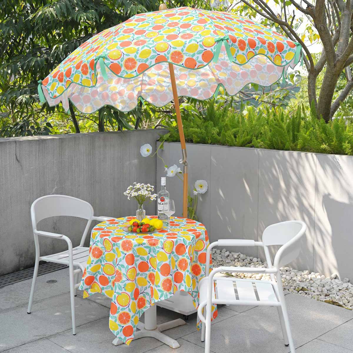 Our Beach Patio Outdoor Tablecloth Orange Grapefruit 43"x57"