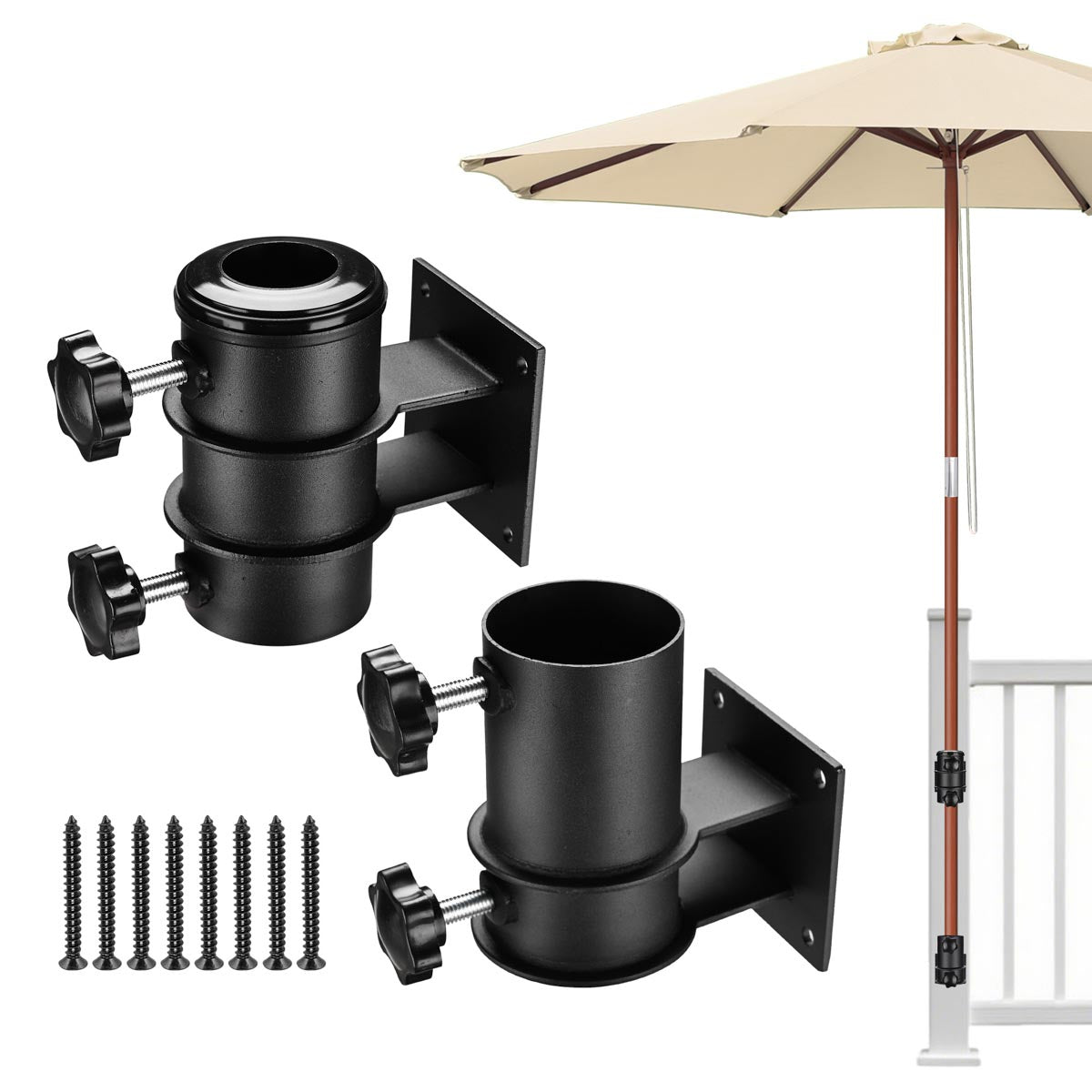 Patio Umbrella Mount for Railing, Post Holds Poles D2 5/16"