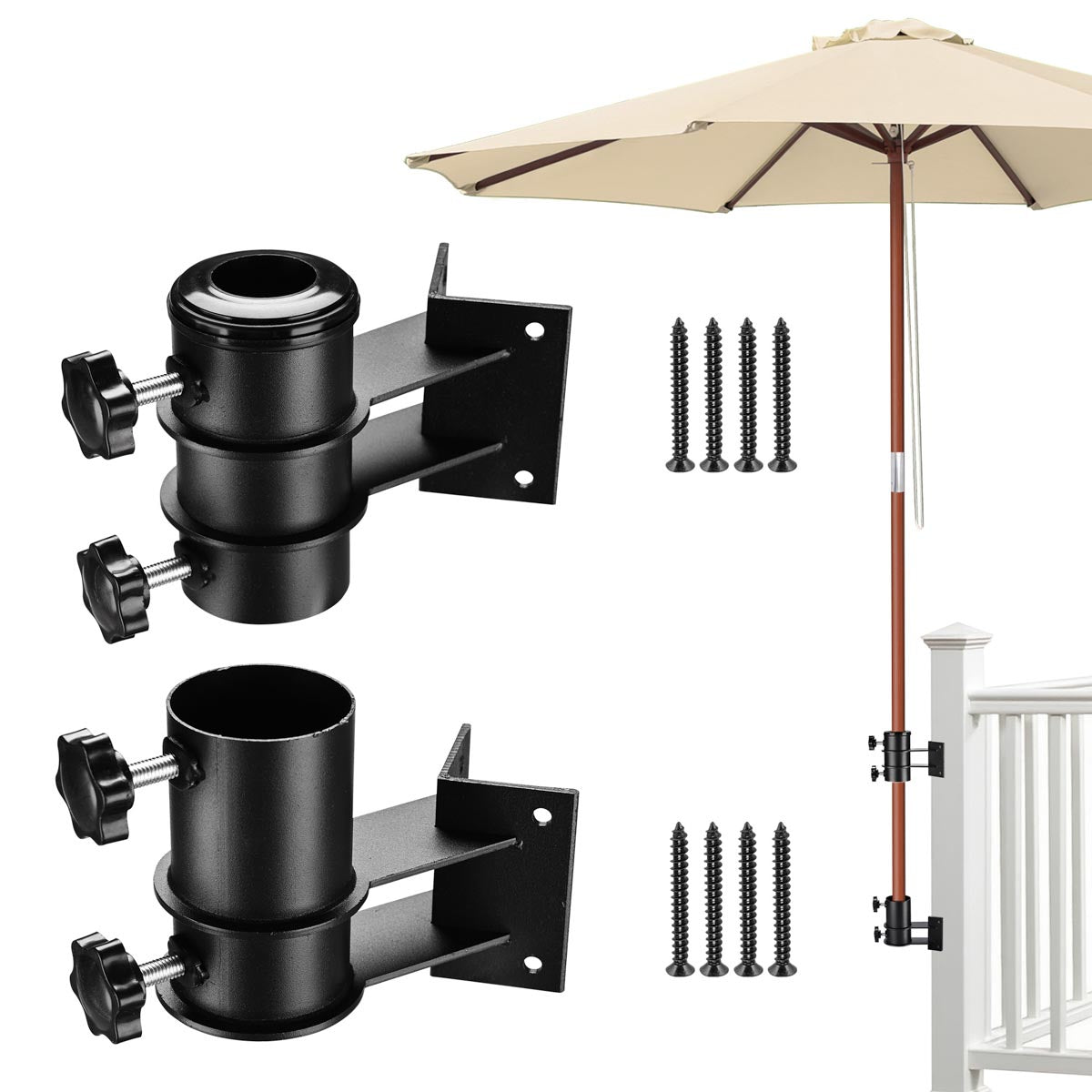 Patio Umbrella Mount for Railing, Post Holds Poles D2 5/16"