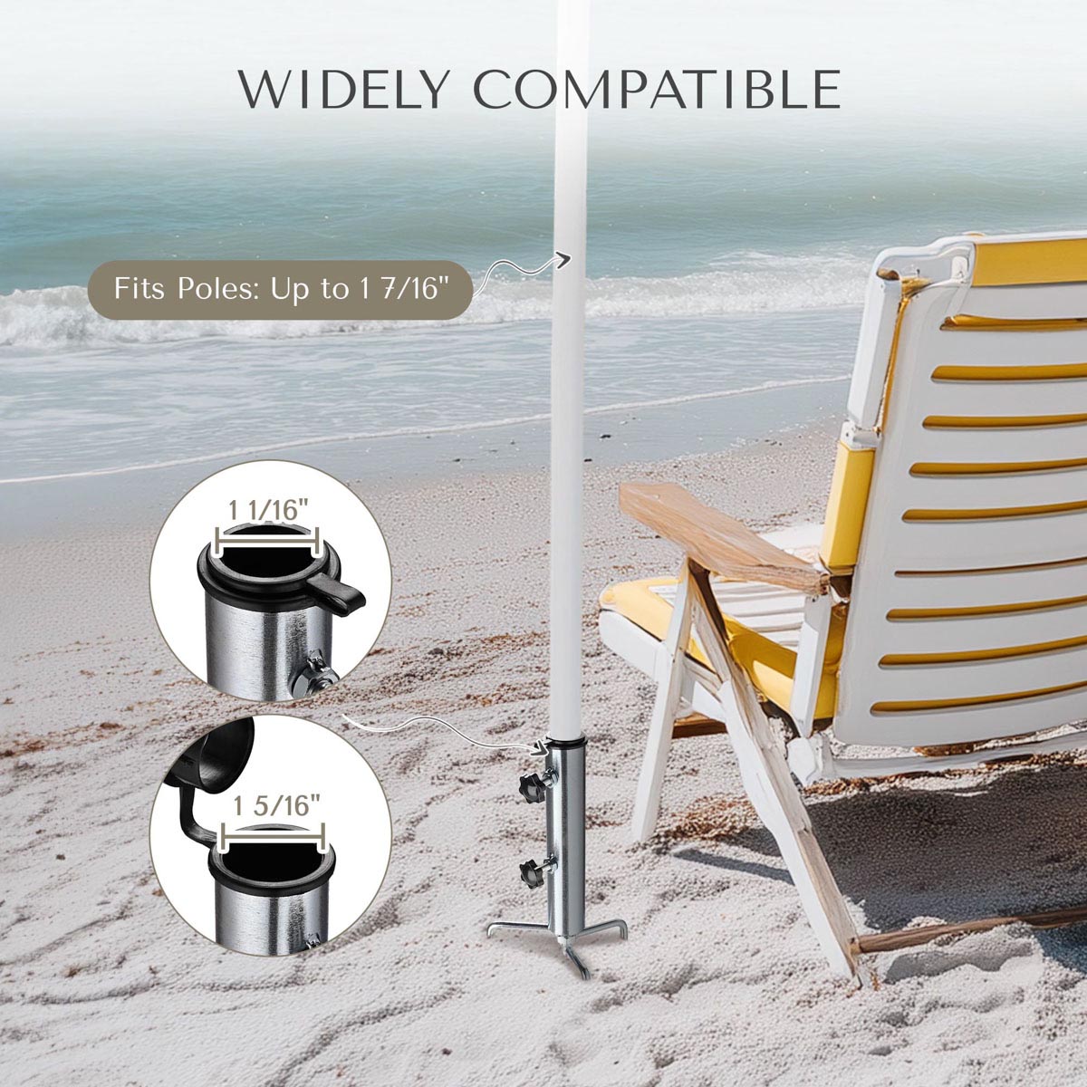 Galvanized Steel Beach Umbrella Anchor Holder for Poles D1 7/16"
