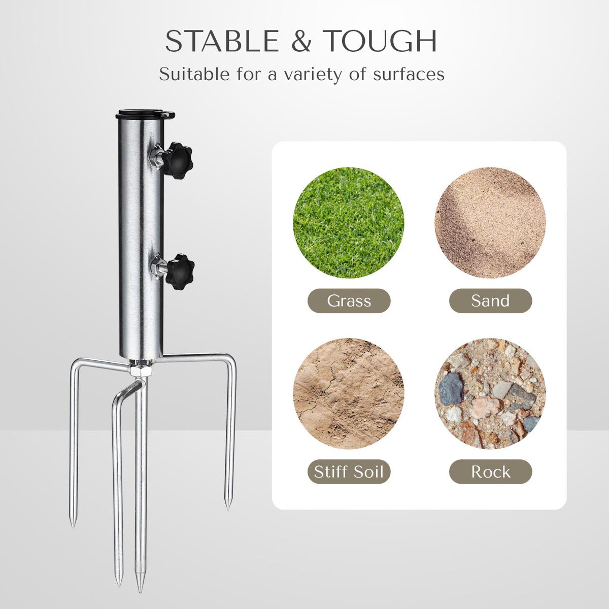 Galvanized Steel Beach Umbrella Anchor Holder for Poles D1 7/16"