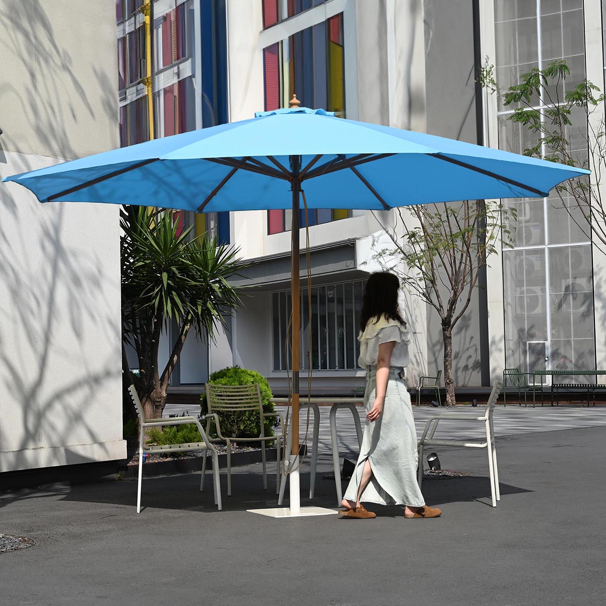 13ft 8-Rib Wooden Umbrella