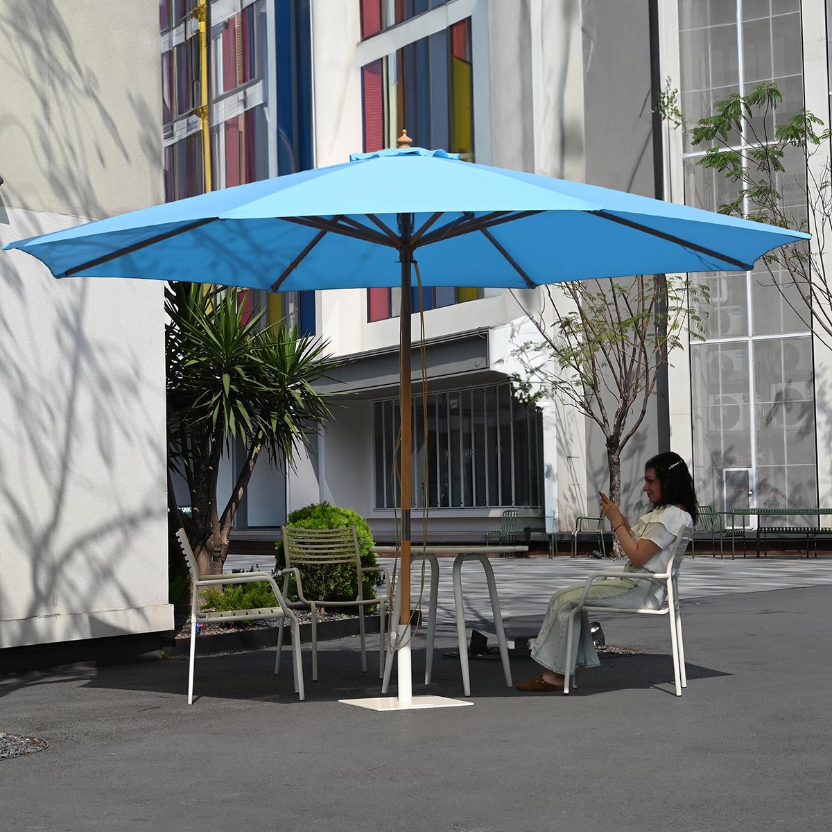 13ft 8-Rib Wooden Umbrella