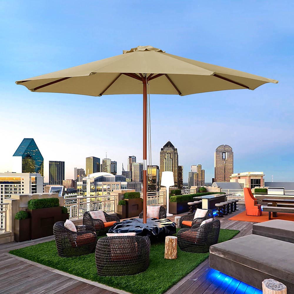 9ft 8-Rib Wooden Umbrella