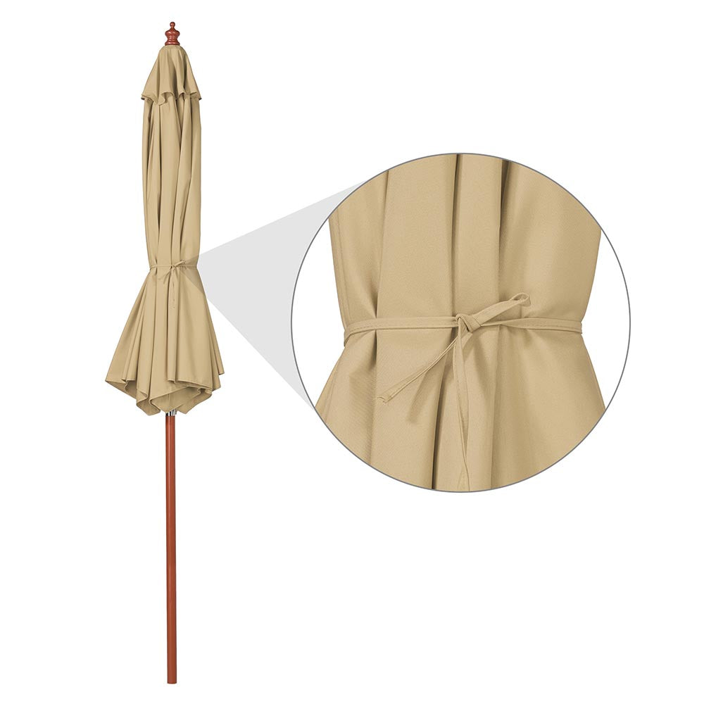 9ft 8-Rib Wooden Umbrella