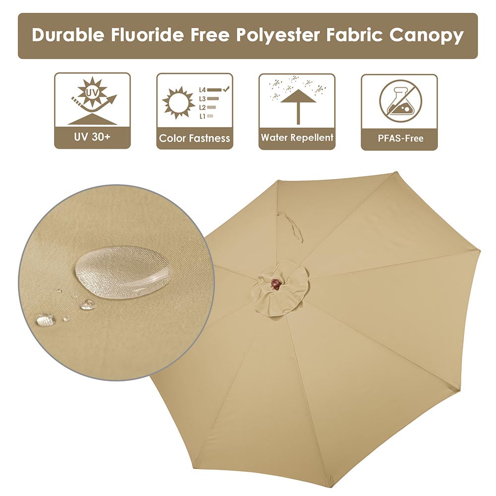 9ft 8-Rib Wooden Umbrella