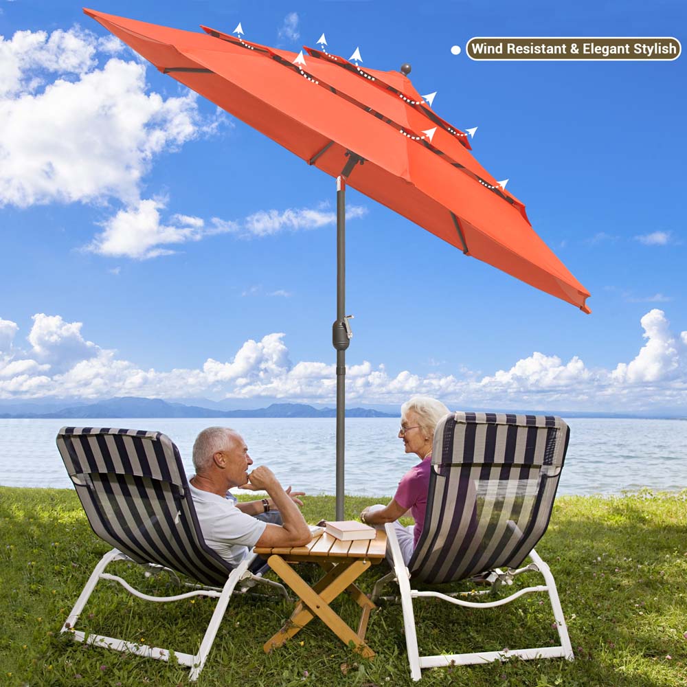 10ft 8-Rib 3-Tier Tilt Outdoor Umbrella