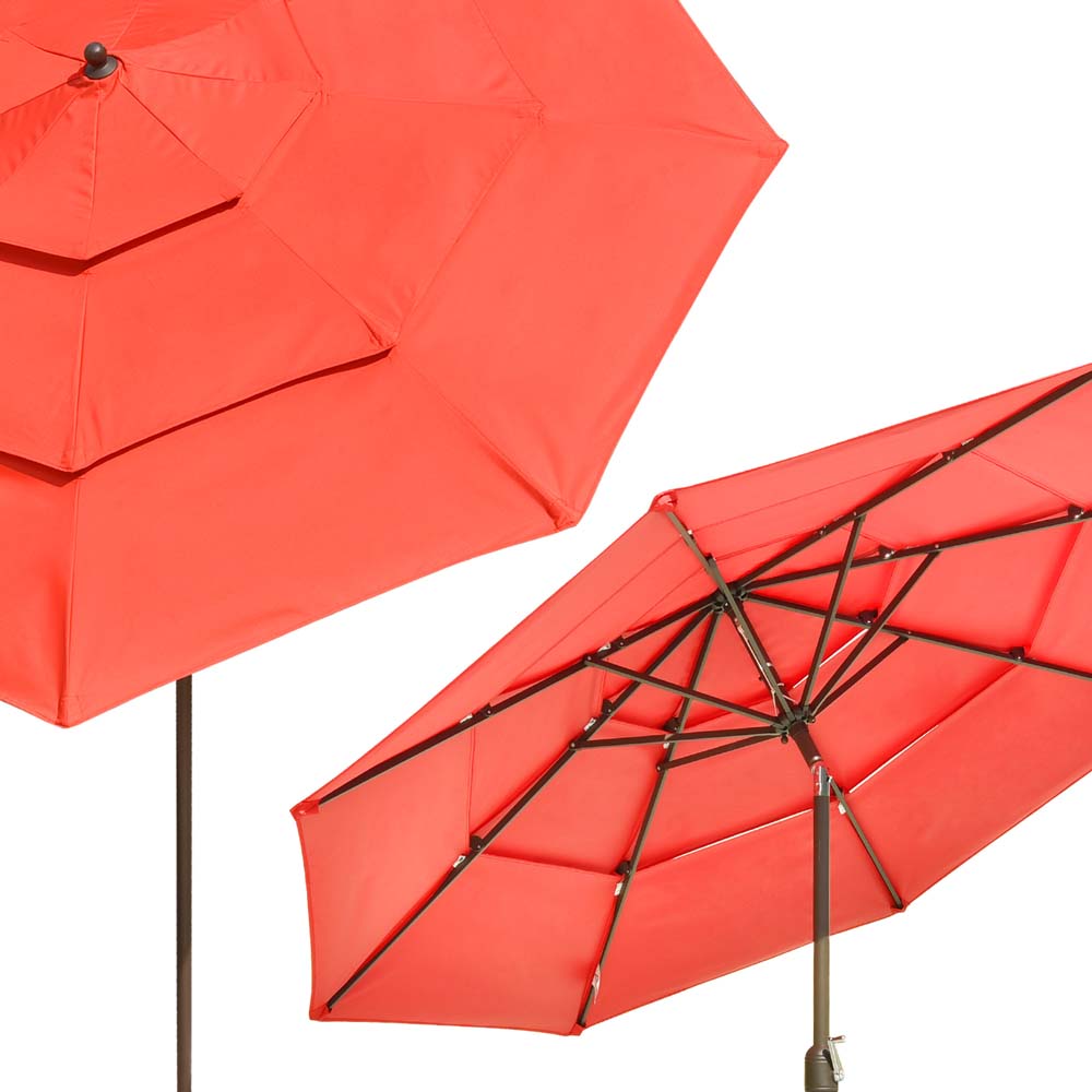 10ft 8-Rib 3-Tier Tilt Outdoor Umbrella