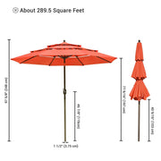 10ft 8-Rib 3-Tier Tilt Outdoor Umbrella