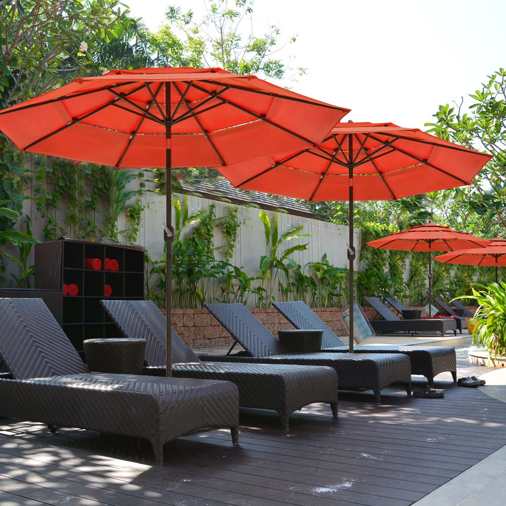 10ft 8-Rib 3-Tier Tilt Outdoor Umbrella