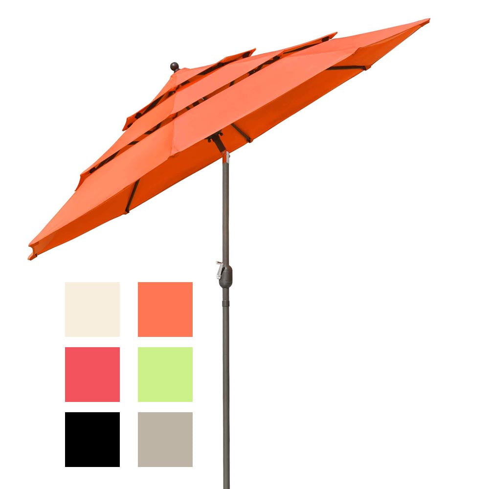 10ft 8-Rib 3-Tier Tilt Outdoor Umbrella
