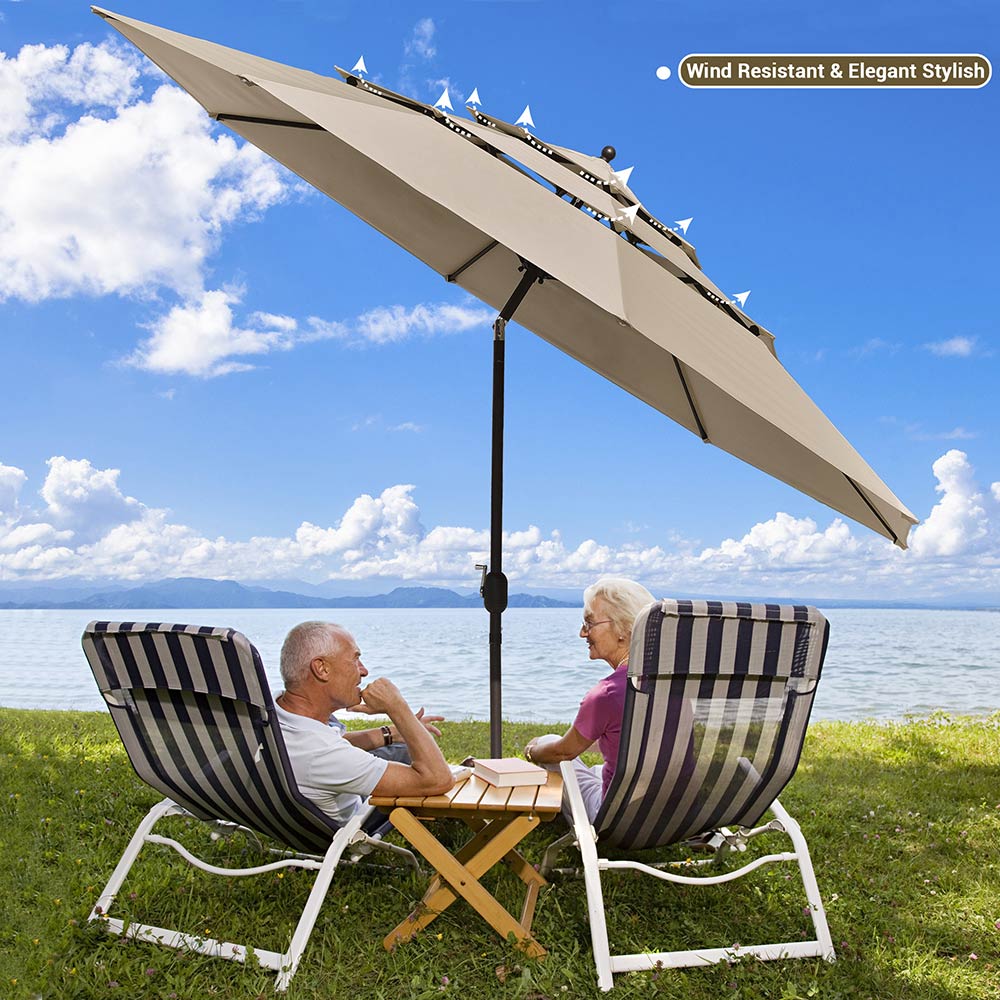 11ft 8-Rib 3-Tier Tilt Outdoor Umbrella