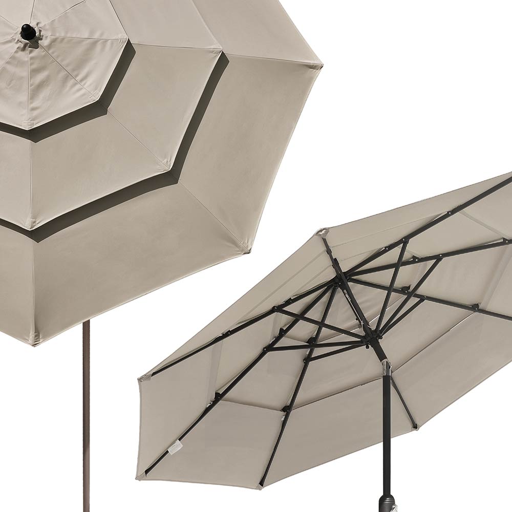 11ft 8-Rib 3-Tier Tilt Outdoor Umbrella