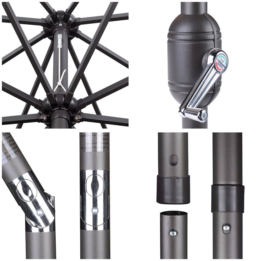 11ft 8-Rib 3-Tier Tilt Outdoor Umbrella