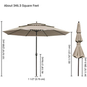 11ft 8-Rib 3-Tier Tilt Outdoor Umbrella