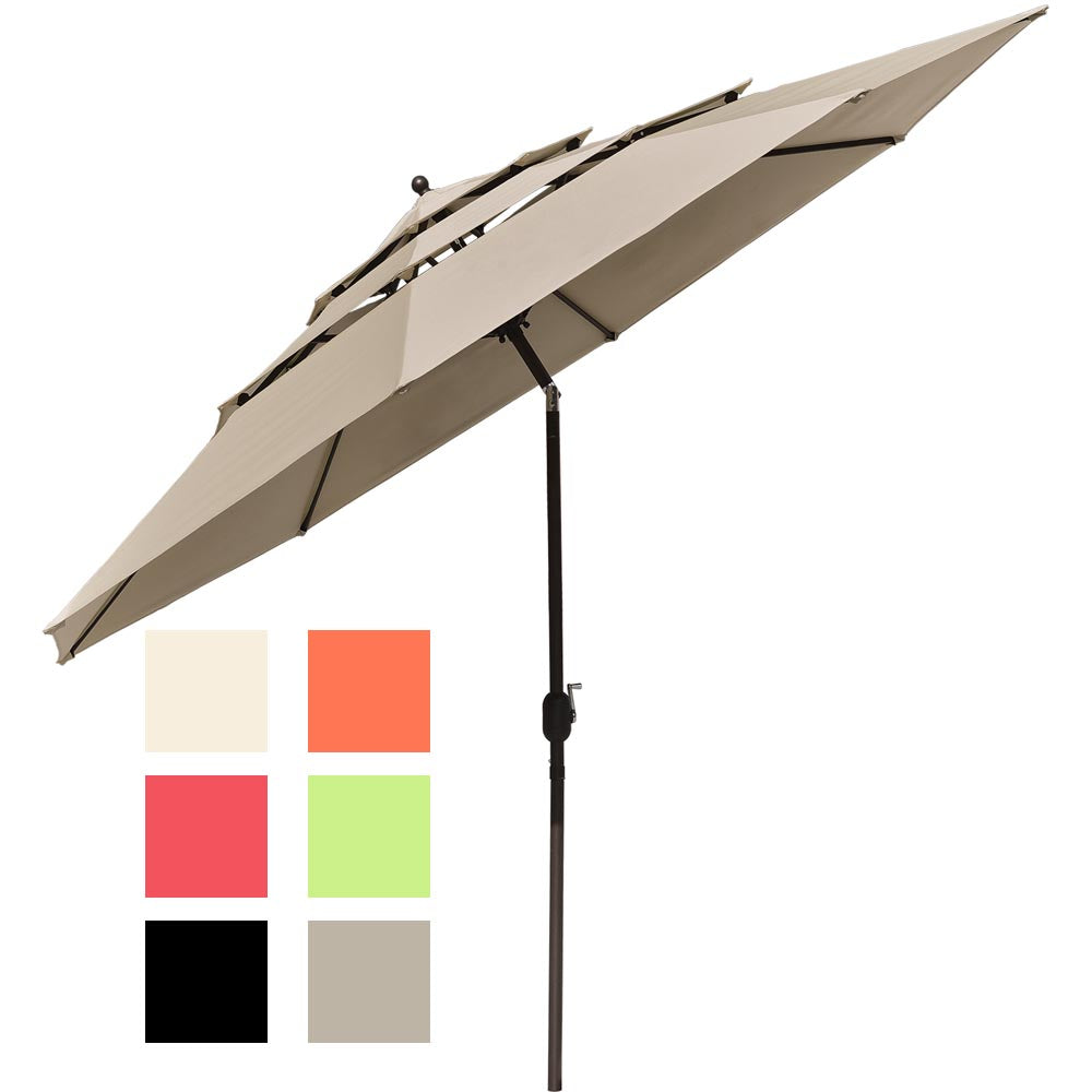 11ft 8-Rib 3-Tier Tilt Outdoor Umbrella
