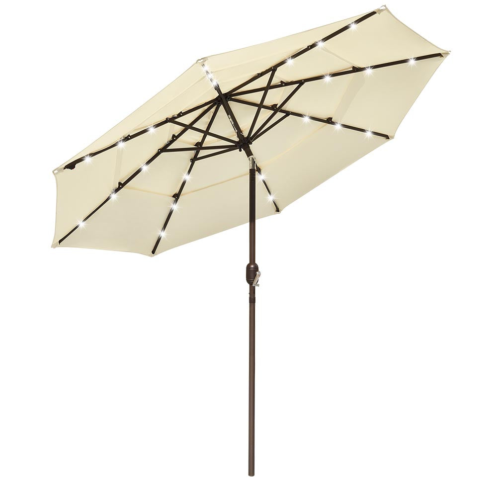 9ft 8-Rib 3-Tier Tilt Outdoor Umbrella with Lights