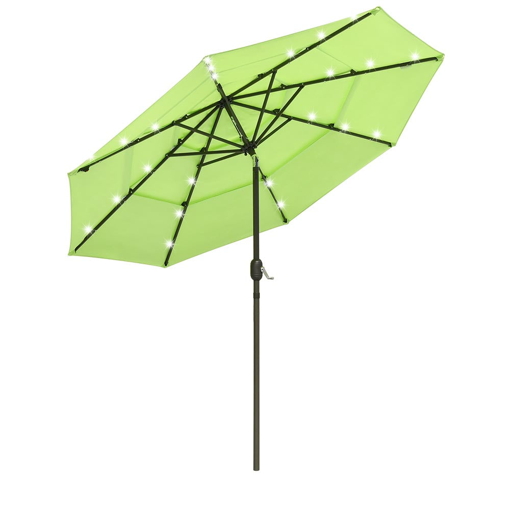 9ft 8-Rib 3-Tier Tilt Outdoor Umbrella with Lights