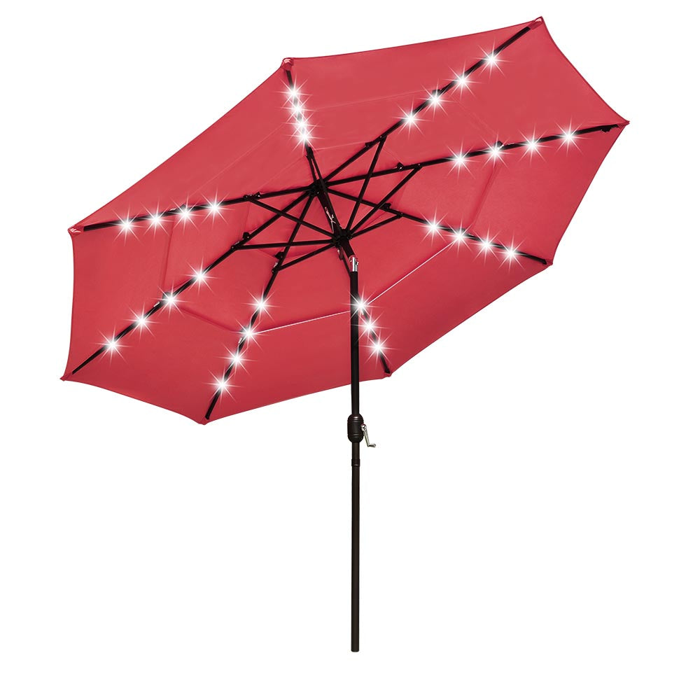 10ft 8-Rib 3-Tier Tilt Outdoor Umbrella with Lights