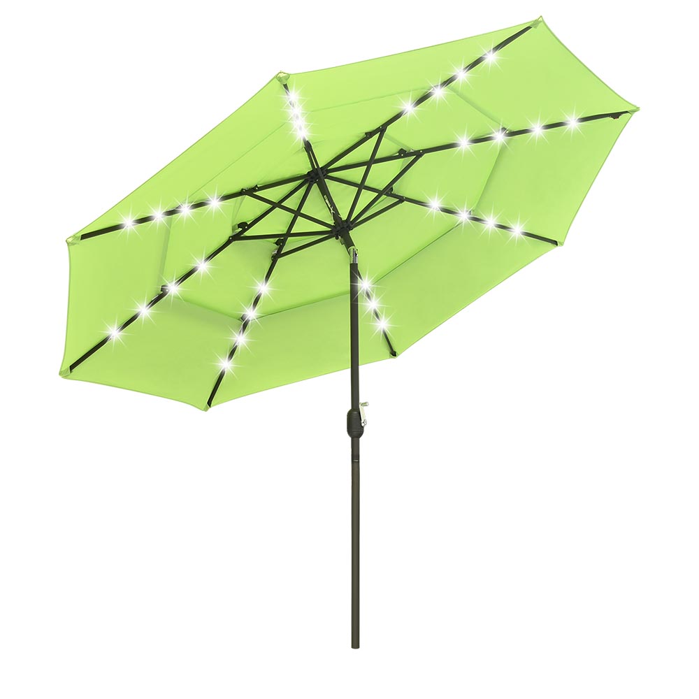 10ft 8-Rib 3-Tier Tilt Outdoor Umbrella with Lights