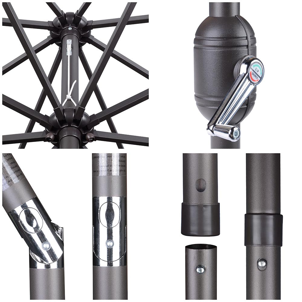 10ft 8-Rib 3-Tier Tilt Outdoor Umbrella with Lights