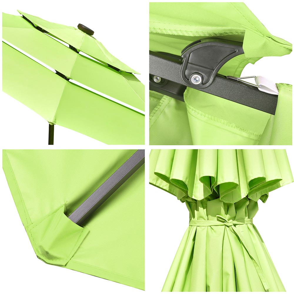 10ft 8-Rib 3-Tier Tilt Outdoor Umbrella with Lights