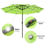 10ft 8-Rib 3-Tier Tilt Outdoor Umbrella with Lights