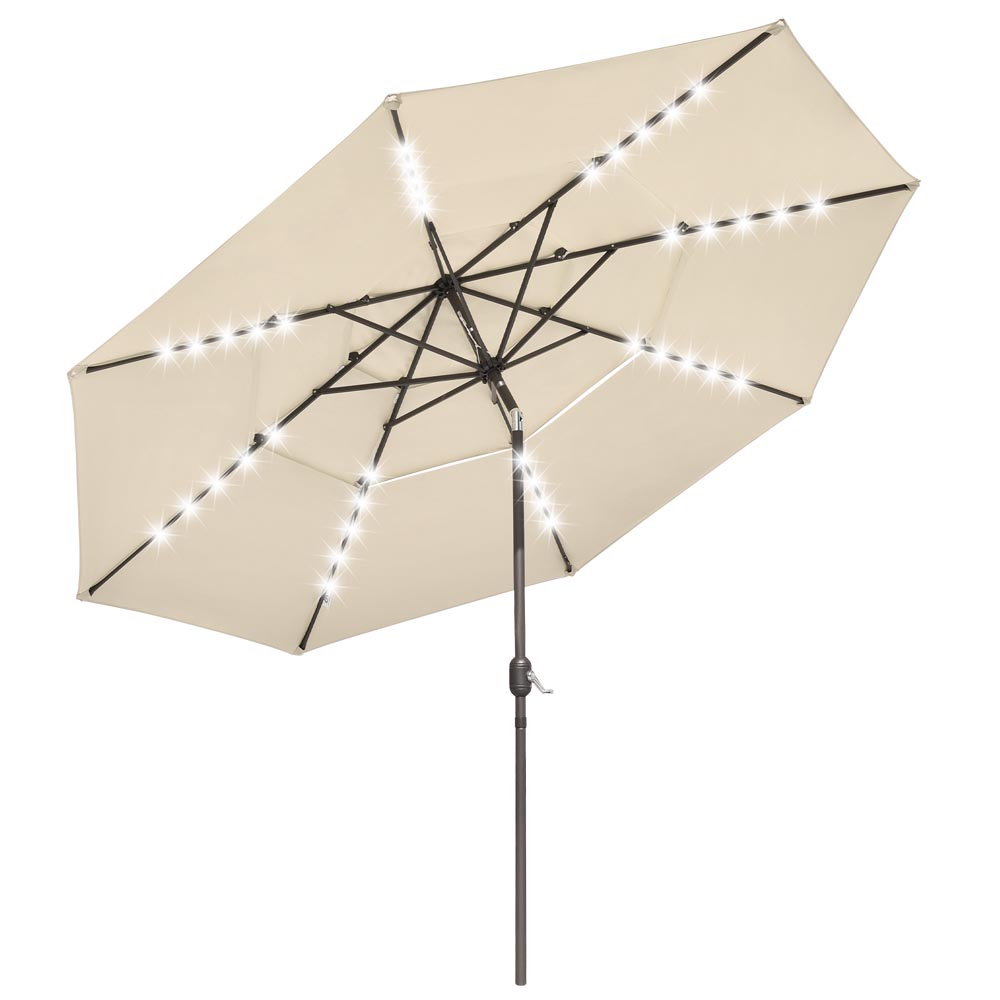 11ft 8-Rib 3-Tier Tilt Outdoor Umbrella with Lights