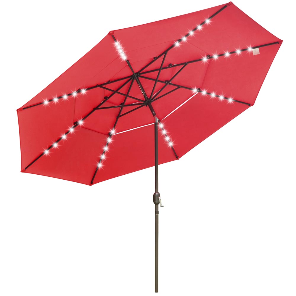 11ft 8-Rib 3-Tier Tilt Outdoor Umbrella with Lights