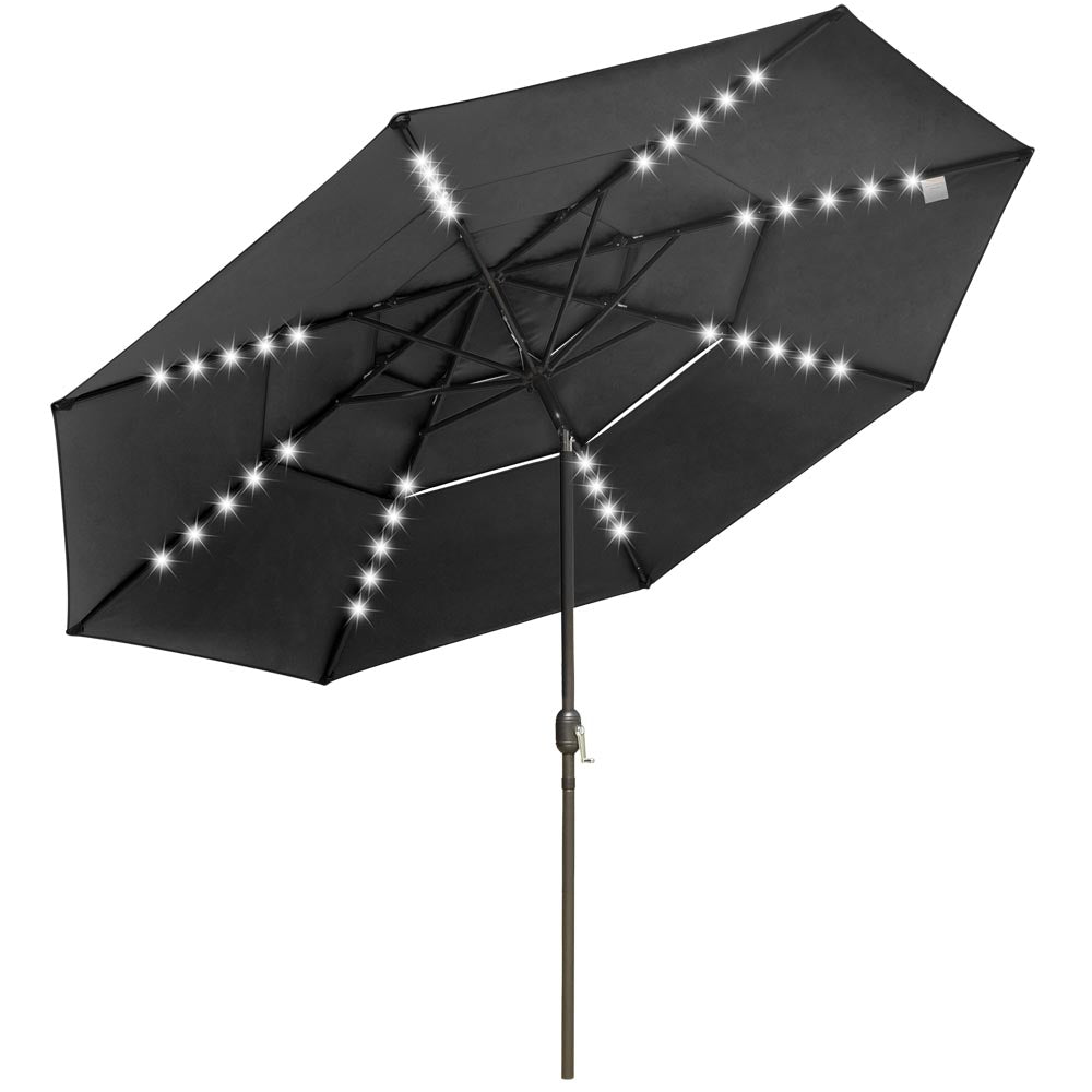 11ft 8-Rib 3-Tier Tilt Outdoor Umbrella with Lights