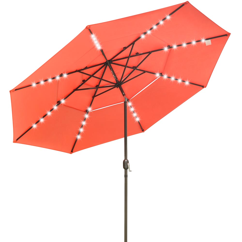 11ft 8-Rib 3-Tier Tilt Outdoor Umbrella with Lights