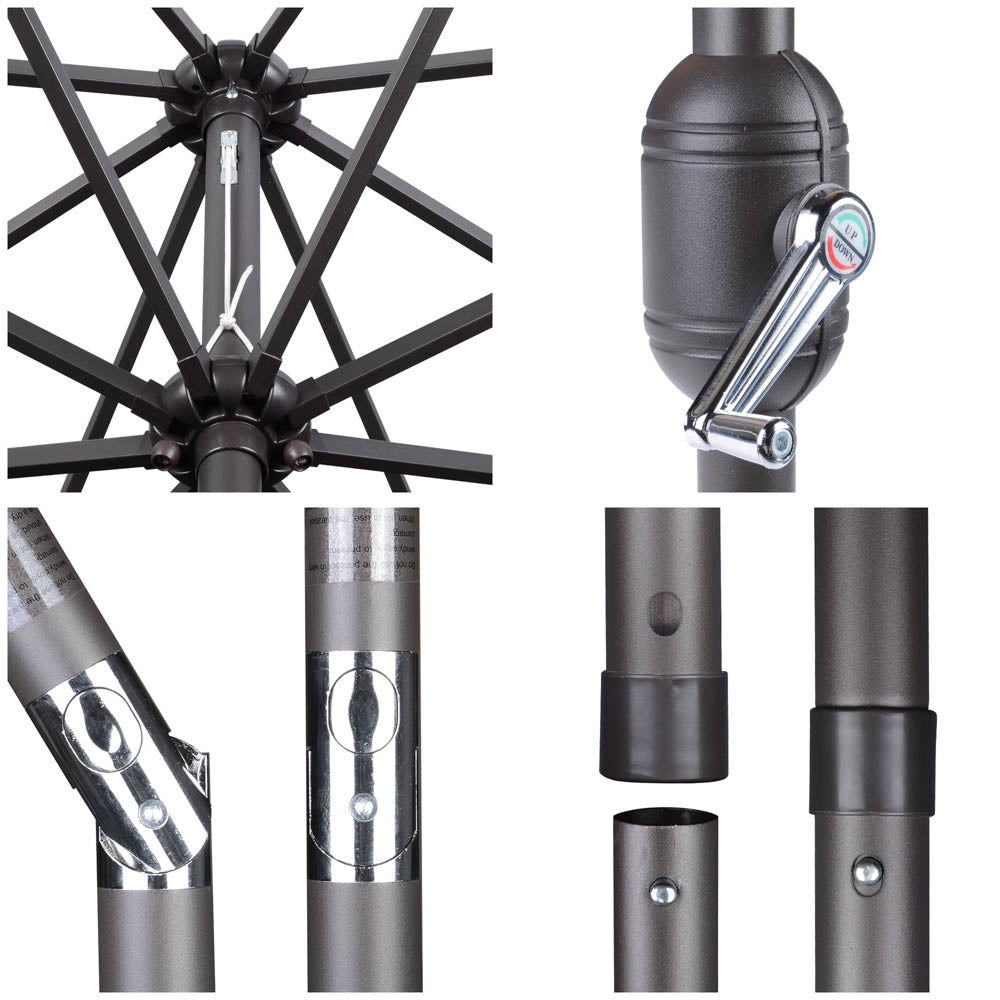 11ft 8-Rib 3-Tier Tilt Outdoor Umbrella with Lights