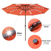 11ft 8-Rib 3-Tier Tilt Outdoor Umbrella with Lights