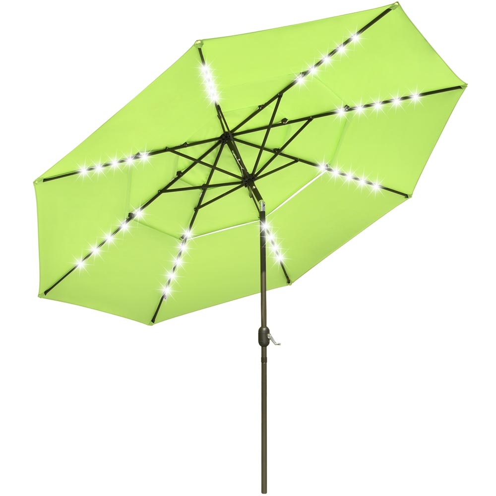 11ft 8-Rib 3-Tier Tilt Outdoor Umbrella with Lights