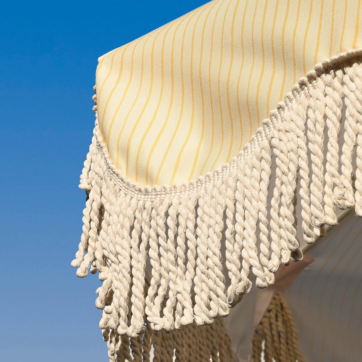 6ft Beach Umbrella with Fringe Market Umbrella Yellow Stripe