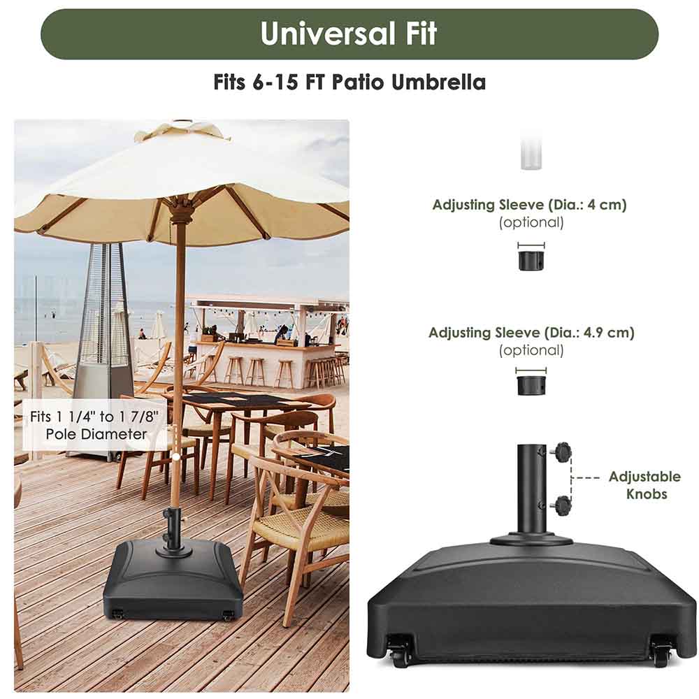 88-143 lbs Outdoor Umbrella Weight with Wheels for Poles D1 7/8"