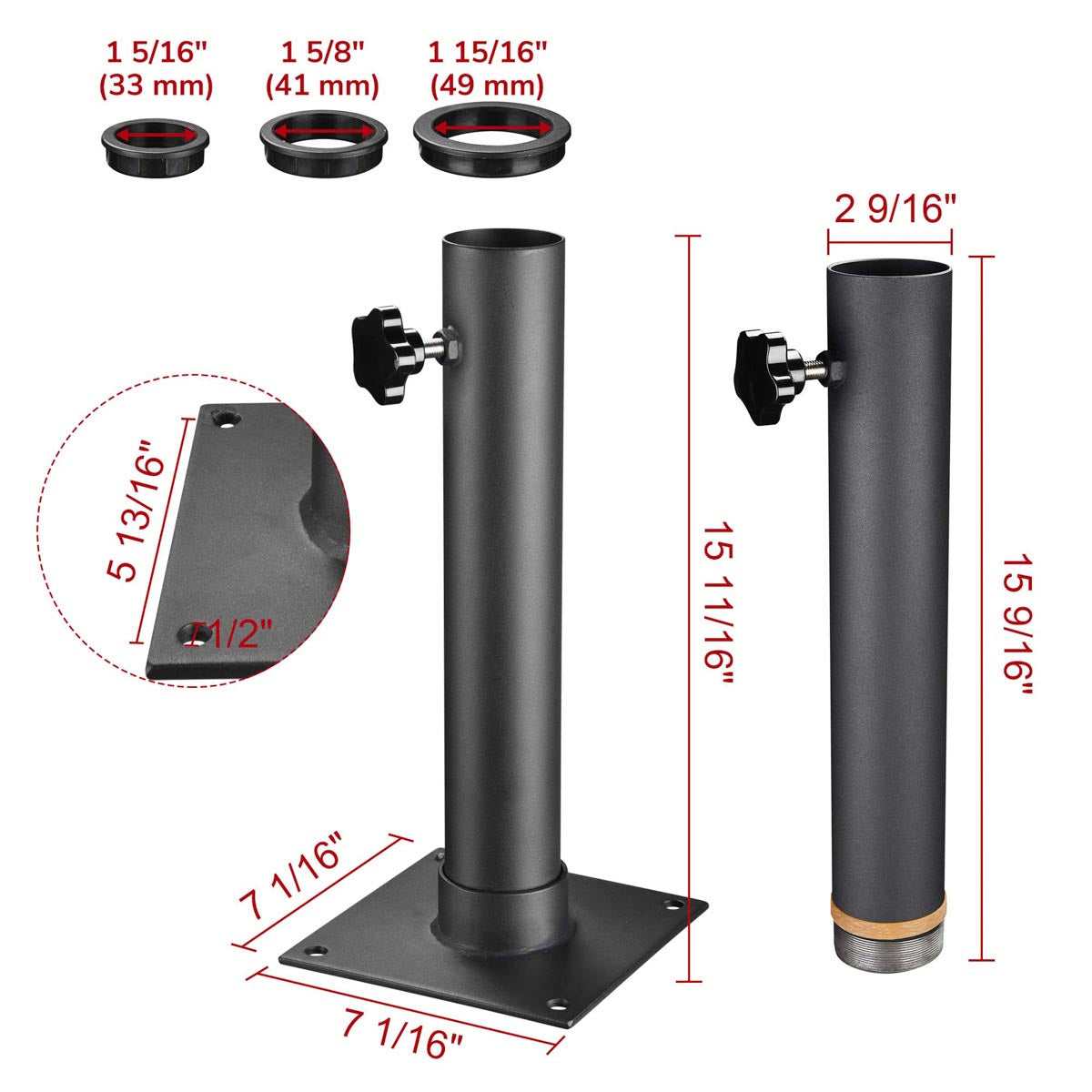 Deck Mount Umbrella Stand Holder & Plate D2 3/8"